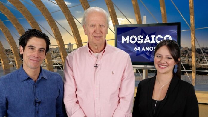 Os apresentadores Victor Padovan, Roni Gotthilf e Lais Louver. Foto: Arquivo Mosaico na TV.